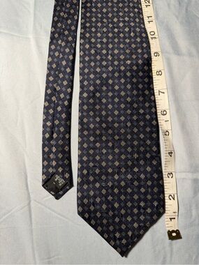 Andrew Fezza New York Navy Geometric Pattern Tie